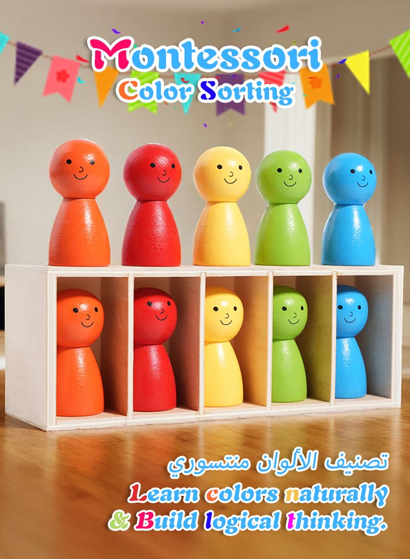 Rainbow peg dolls and storage box